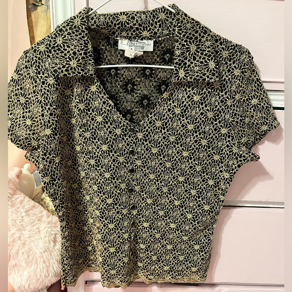 Vintage Textured Collared Top